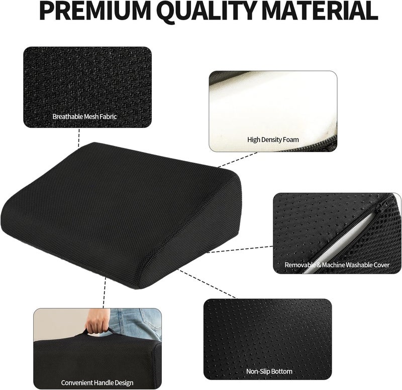 HOMBYS High Density Foam Car Seat Cushions for Short People,Car Booster Seat for Short Drivers,Ultra Thick Adult Booster Seat for Car Driving,Wedge Seat Cushion 6" Thickness,Black Mesh Cover - Image 5